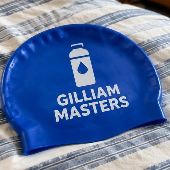 Customer photo of a custom swim cap